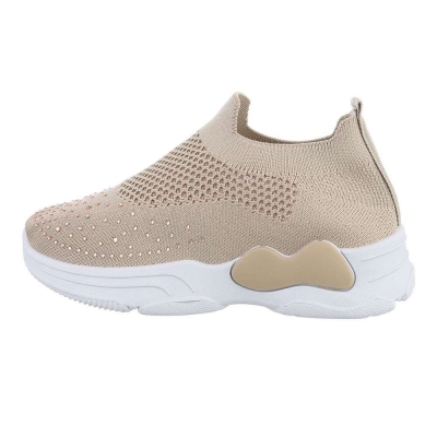 Pantofi sport cu strasuri copii - bej