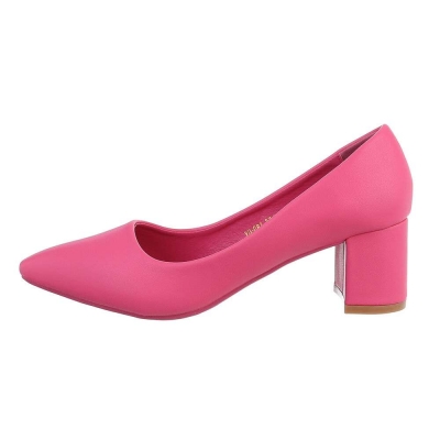 Pantofi toc mic gros - roz fuchsia dama