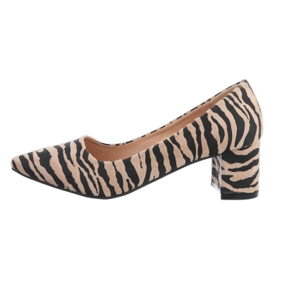 Pantofi toc mic subtire - zebra dama