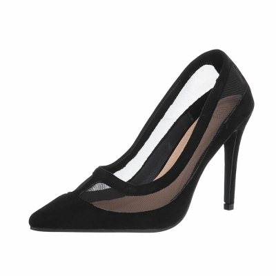Pantofi eleganti cu toc subtire - negru dama