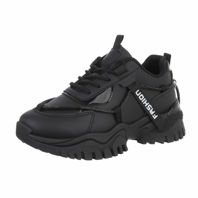 Sneakers fashion cu talpa groasa - negru dama