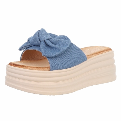 Papuci platforma - ltblue dama