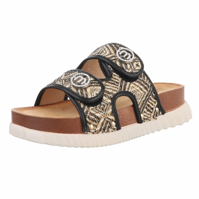 Papuci boho platforma - negru dama