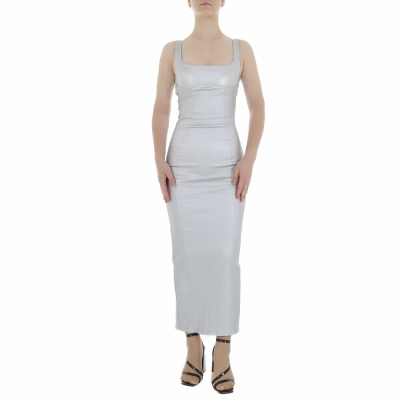 Rochie ocazie lunga mulata - argintiu dama