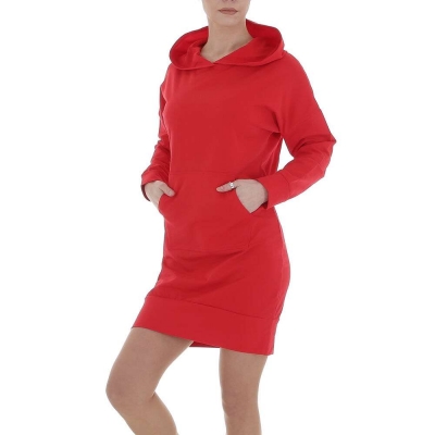 Rochie tip hanorac cu gluga - rosu dama