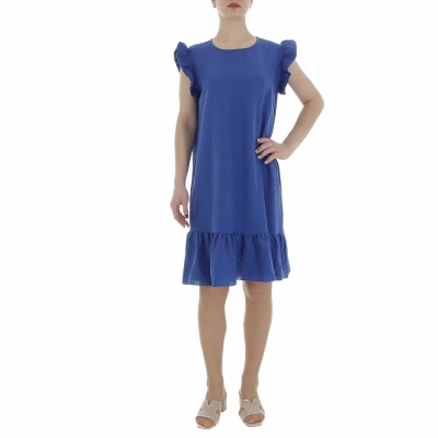 Rochie casual cu maneca scurta - albastru dama