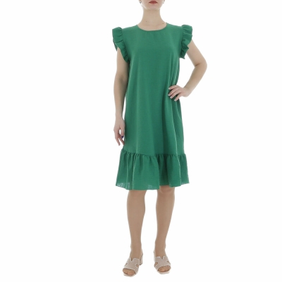 Rochie casual cu maneca scurta - D.verde dama