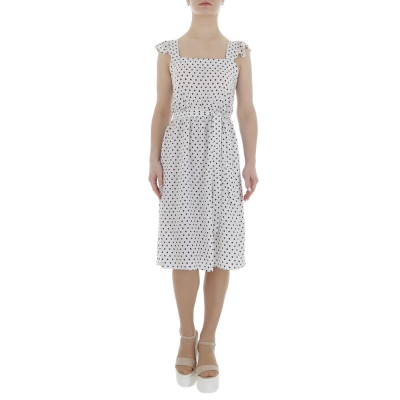 Rochie trei sferturi cu buline - alb dama