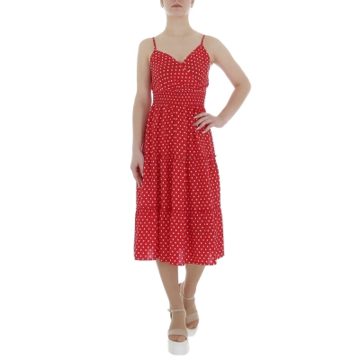 Rochie trei sferturi cu buline - rosu dama