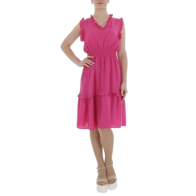 Rochie midi evazata - roz fuchsia dama