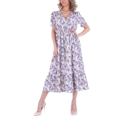 Rochie lunga evazata cu imprimeu - JCL   violet dama