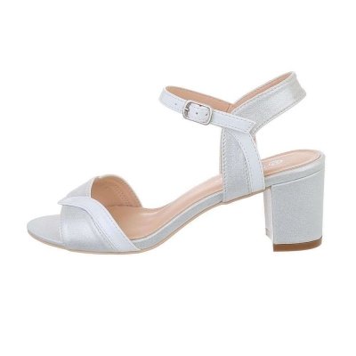 Sandale elegante cu toc mic - argintiu dama