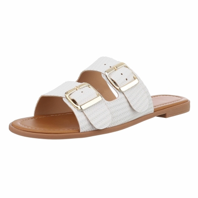 Papuci vara eleganti fara toc - alb dama