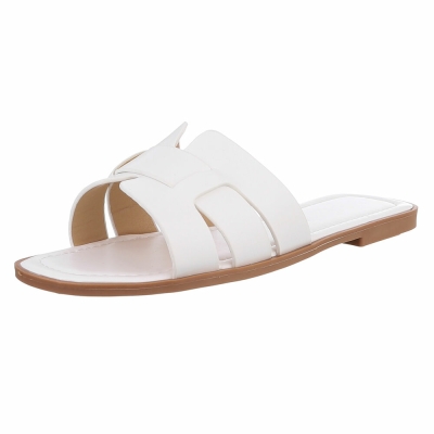 Sandale joase plat - alb dama