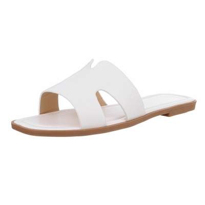 Sandale joase plat - alb dama