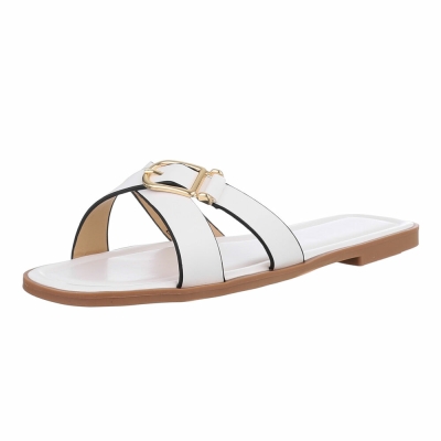 Papuci vara eleganti fara toc - alb dama