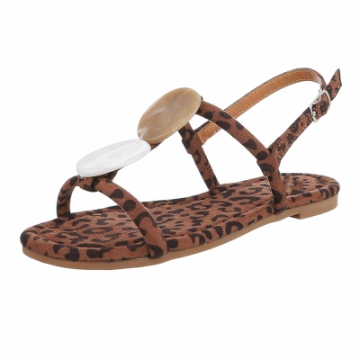 Sandale joase plat - imprimeu leopard dama