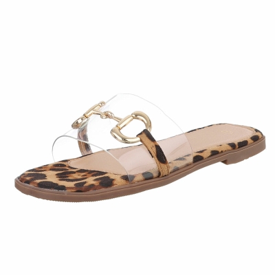 Sandale joase plat - imprimeu leopard dama
