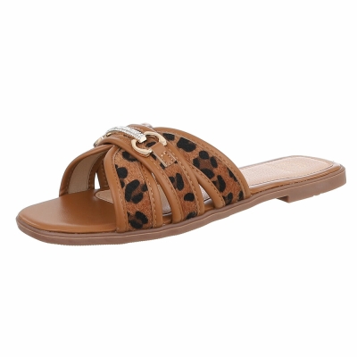 Sandale joase plat - imprimeu leopard dama