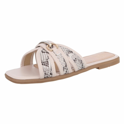 Sandale joase plat - imprimeu sarpe dama
