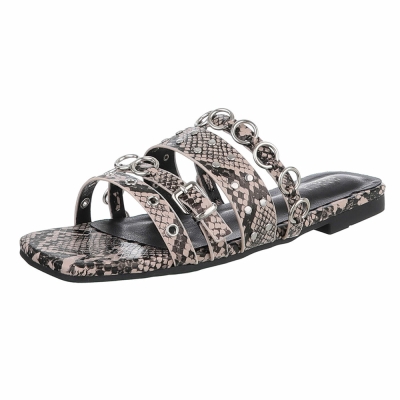 Sandale joase plat - imprimeu sarpe dama
