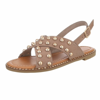 Sandale joase plat - kaki dama