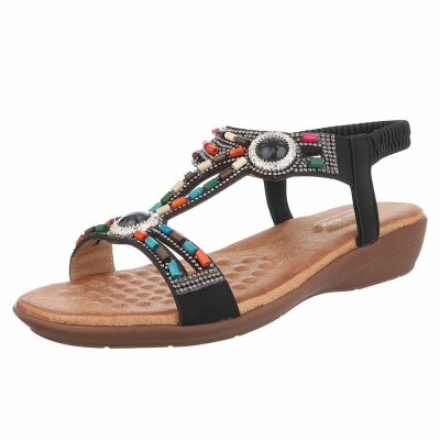 Sandale joase plat - negru dama