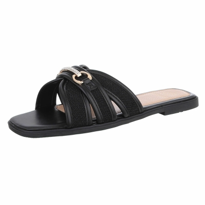 Sandale joase plat - negru dama