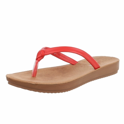Sandale joase plat - rosu dama