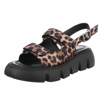 Sandale platforma - imprimeu leopard dama