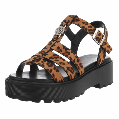 Sandale platforma - imprimeu leopard dama