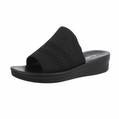 Slapi cu platforma - negru dama