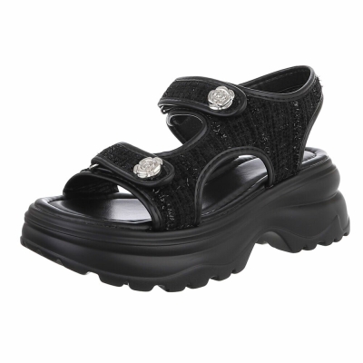 Sandale casual cu platforma - negru dama