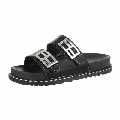 Papuci cu catarame - negru dama