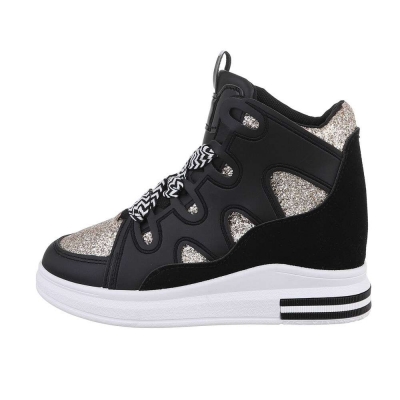 Sneakers cu platforma ascunsa - negru dama