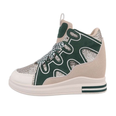 Sneakers cu platforma ascunsa - verde dama