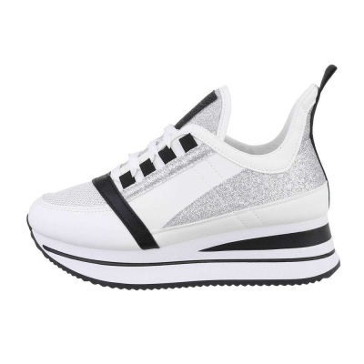 Sneakers cu platforma - alb dama