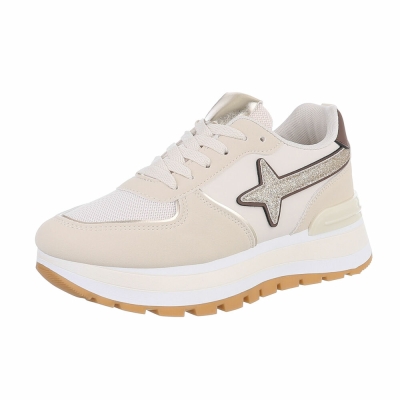 Sneakers cu talpa groasa - bej dama