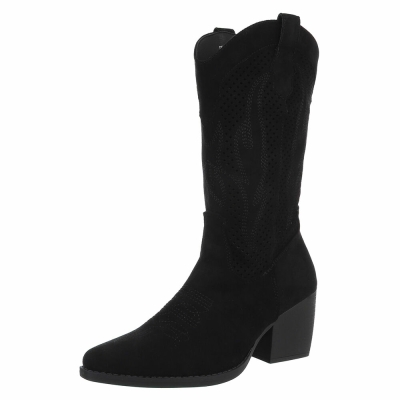 Cizme cowboy cu toc gros - & Cizme Biker - blacksuede dama