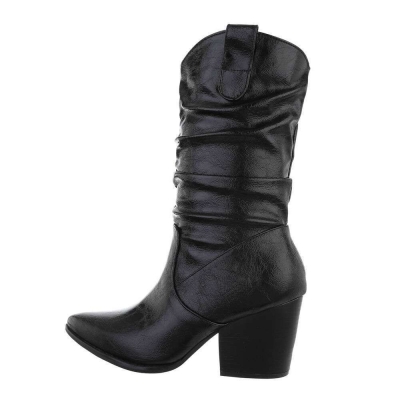 Cizme western cu toc gros - & Cizme Biker - negru dama