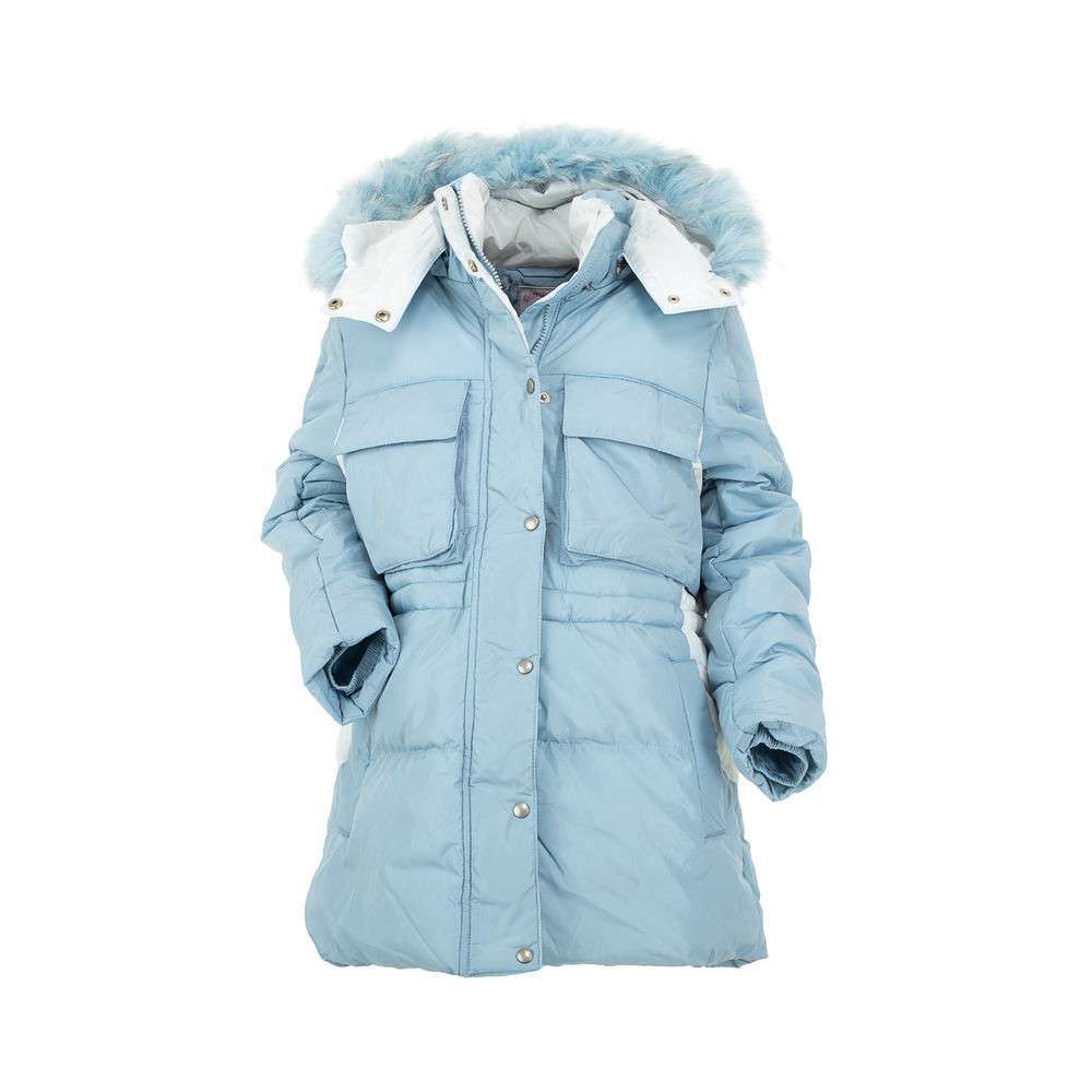 Jacheta lunga de iarna cu gluga blana - L.albastru copii