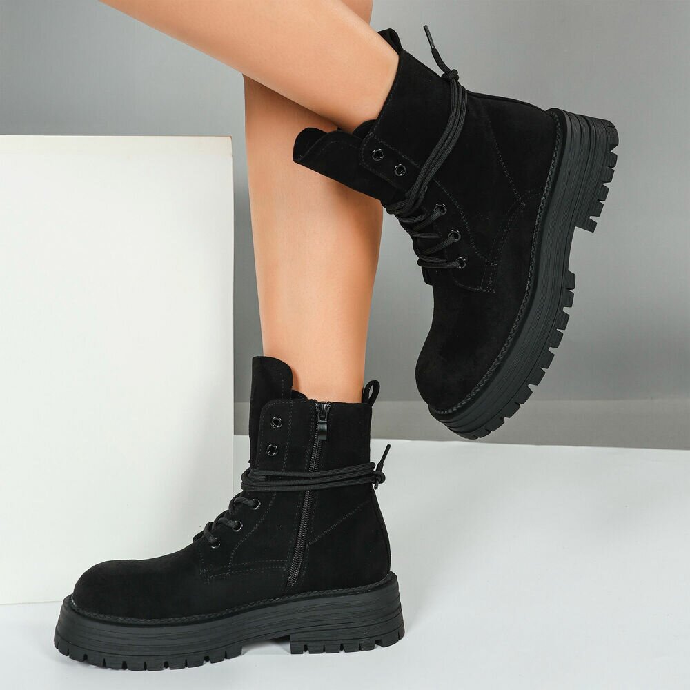 SchnA?rstiefeletten - negru dama