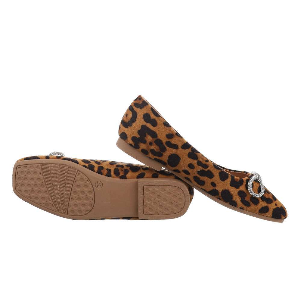 Balerini eleganti cu pietricele - imprimeu leopard dama
