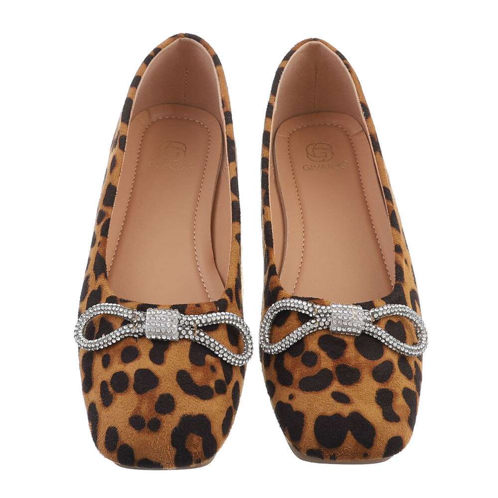 Balerini eleganti cu pietricele - imprimeu leopard dama
