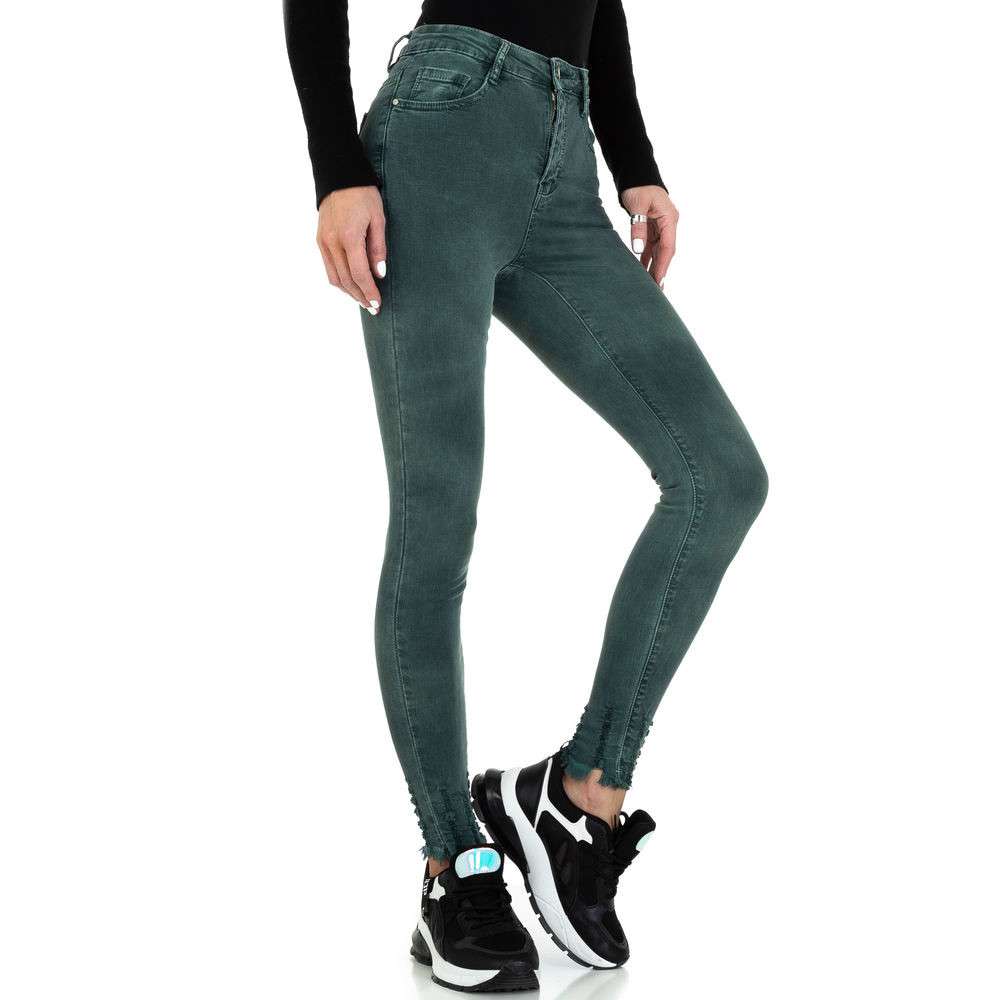 Jeans talie inalta skinny - verde dama