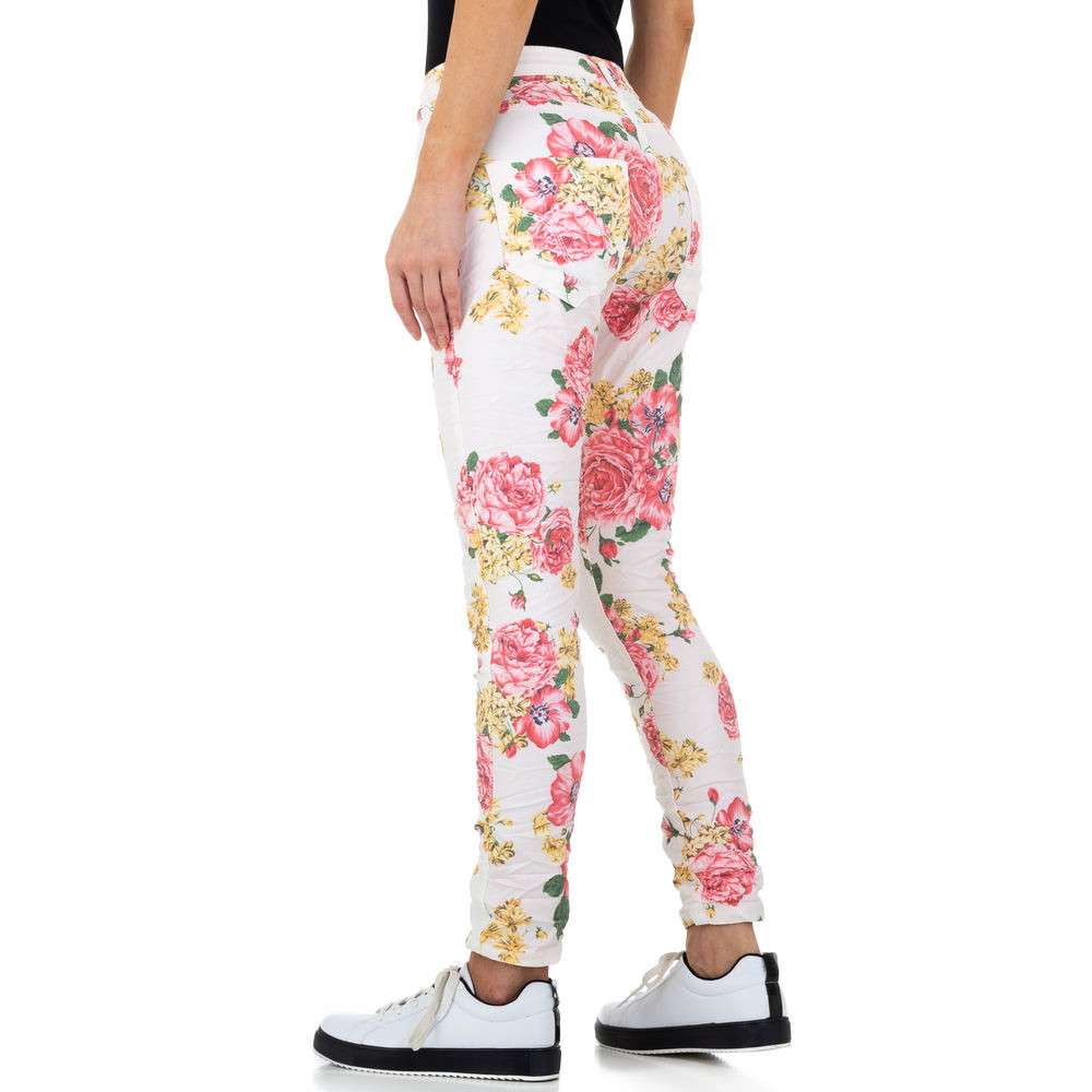 Pantaloni cu flori - Place du Jour alb dama