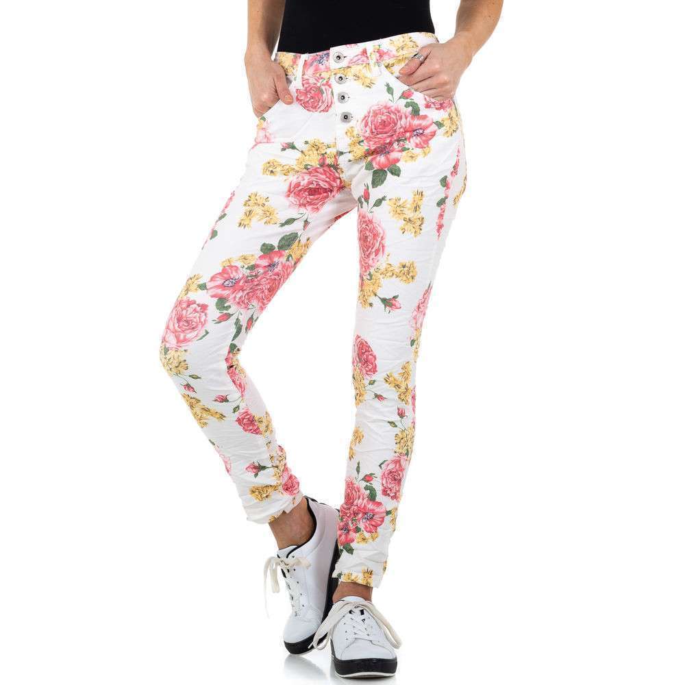 Pantaloni cu flori - Place du Jour alb dama