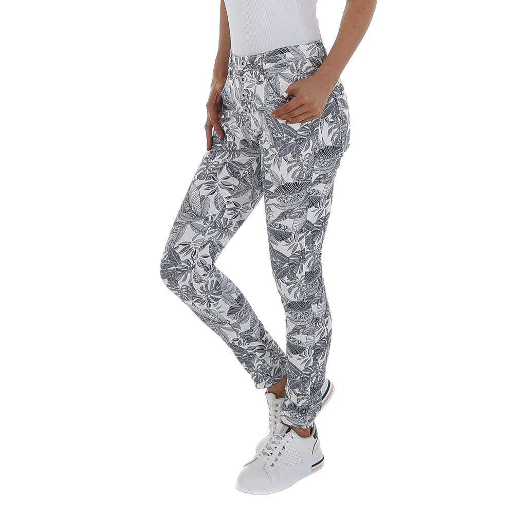 Blugi skinny cu imprimeu - Place du Jour   alb dama