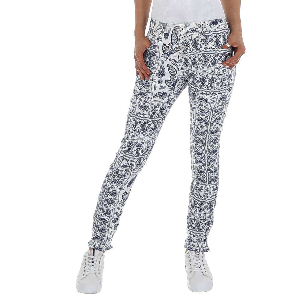 Blugi skinny cu imprimeu - Place du Jour alb dama