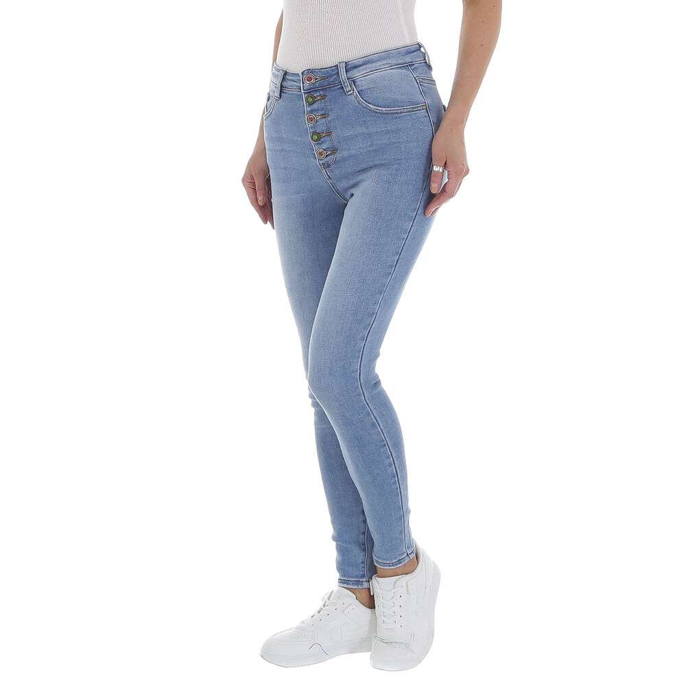 Blugi skinny talie inalta - albastru dama